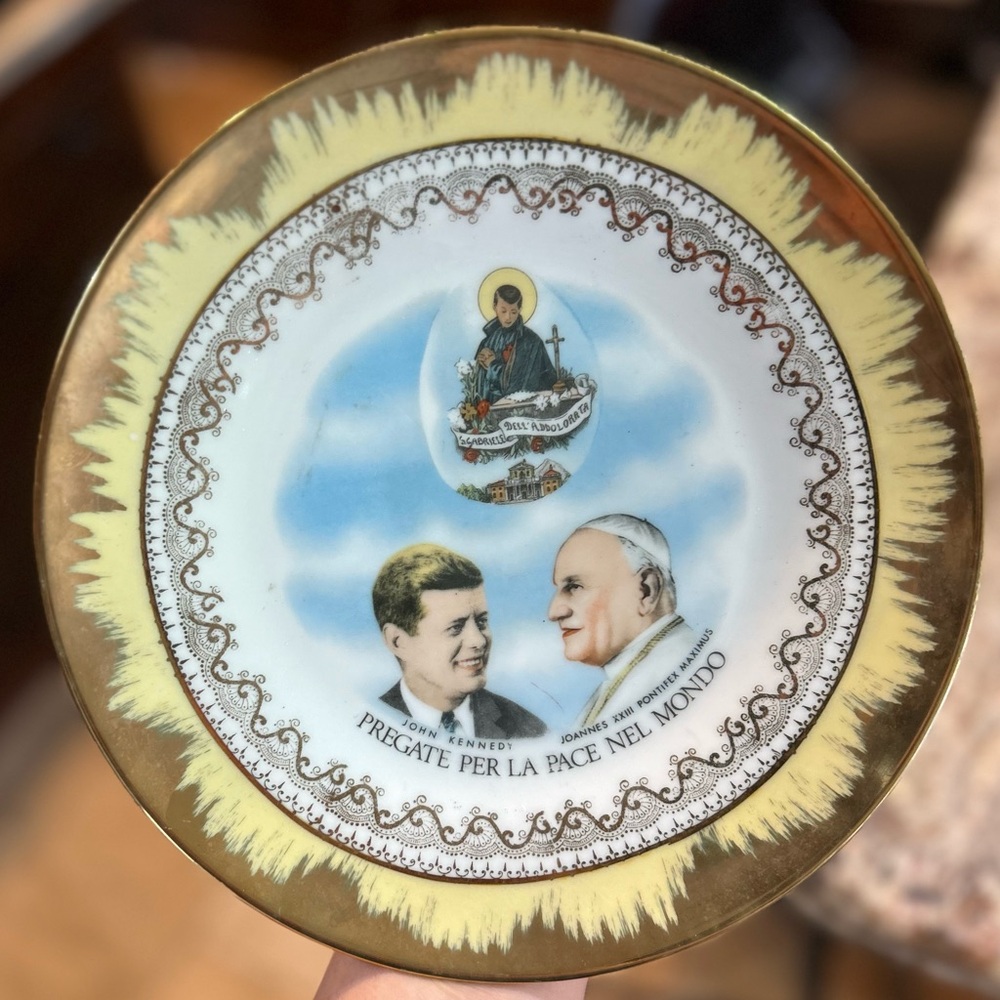 RARE Ginori JFK & Pope John XXIII 9” Commemorative Plate – Made in Italy